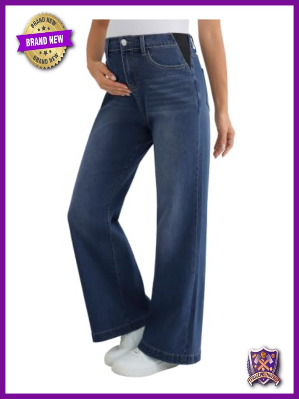 Wide Leg Flare Maternity Jeans Stretch Side Panel Pregnancy Pants Pockets